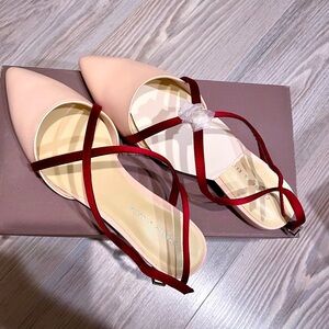 Charles & Keith slingback flats baby pink red slip ons shoes